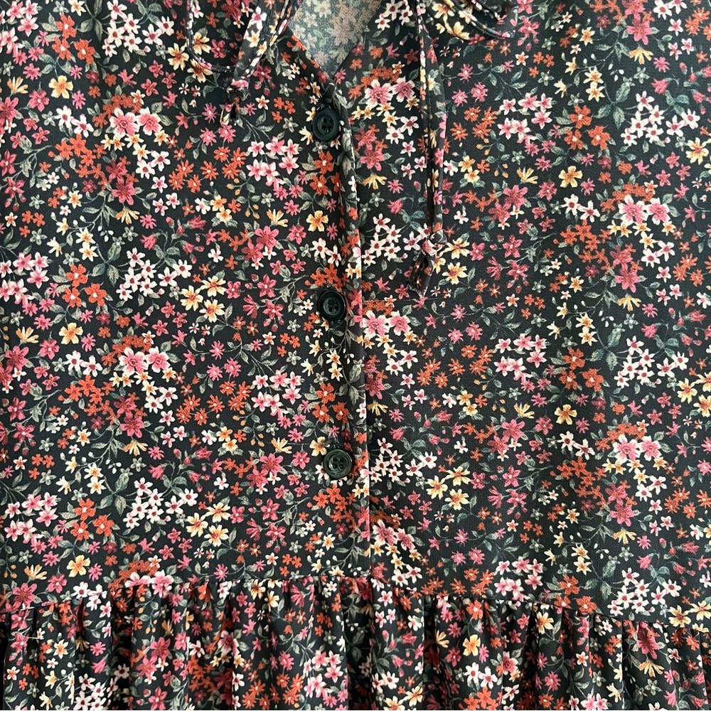 American Eagle Prairie Floral Long Sleeve Tiered Mini Dress Size XS Cottagecore - Picture 5 of 9